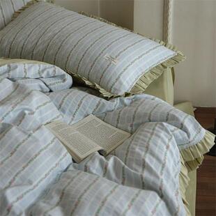 复古日韩式 田园风色织提花四件套森系纯棉超柔60支水洗棉床上用品