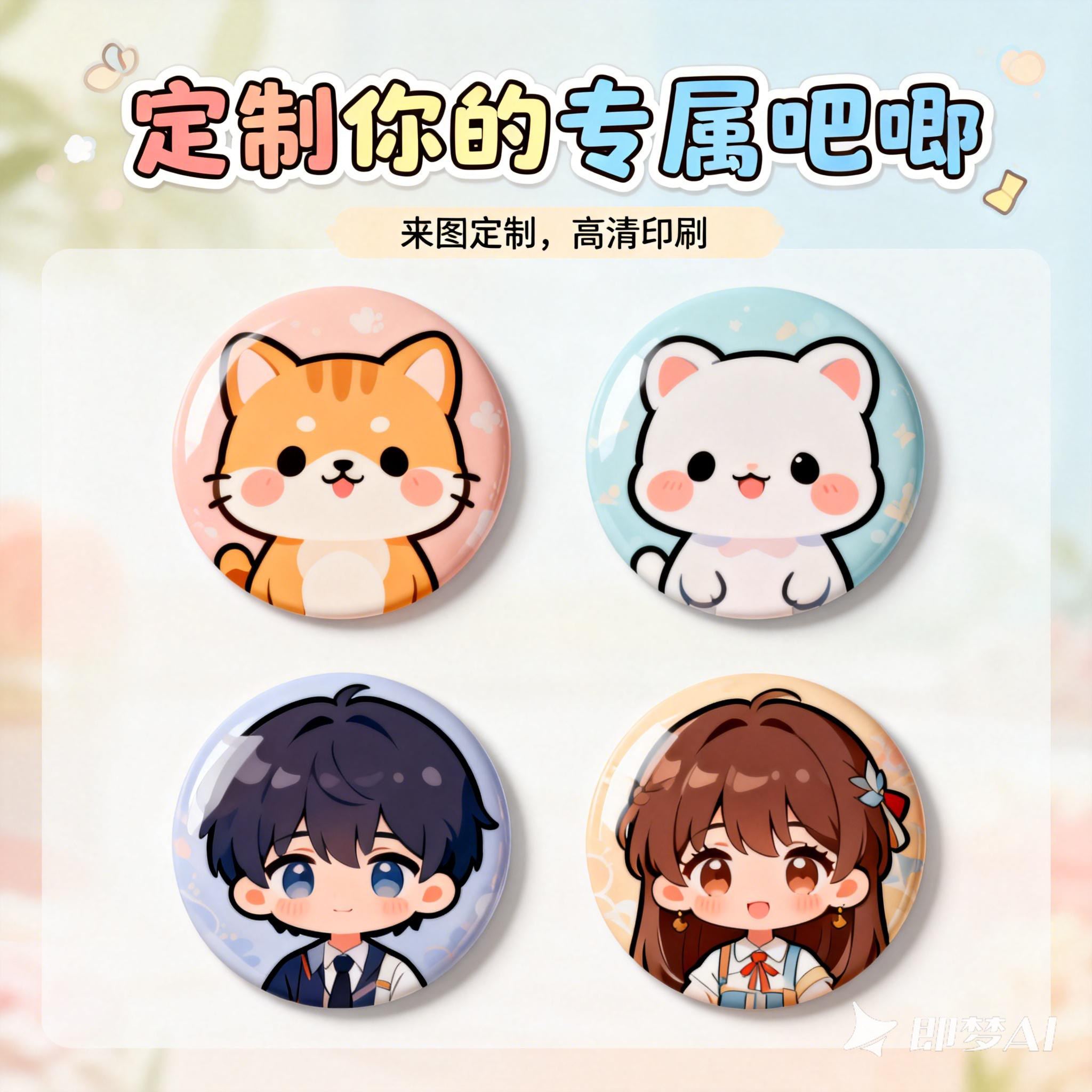 58毫米马口铁徽章胸章吧唧来图定制个性diy纪念圆形勋章班校徽