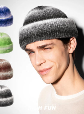 袋鼠Kangol Beanie秋冬新款渐变保暖棉帽冷帽瓜皮帽针织毛线帽子