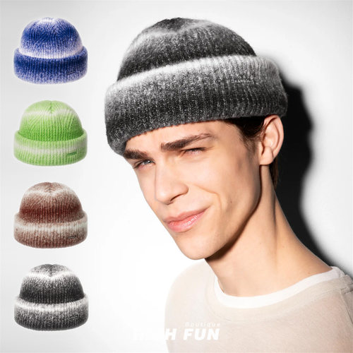 袋鼠Kangol Beanie秋冬新款渐变保暖棉帽冷帽瓜皮帽针织毛线帽子