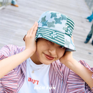 Kangol Flip Bucket袋鼠美式 复古老花花朵拼接渔夫帽帽子 Nature