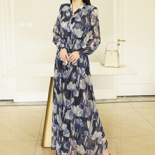 A字大摆网纱超长连衣裙高个显瘦有大码 RL2026早春新款 减龄百搭款