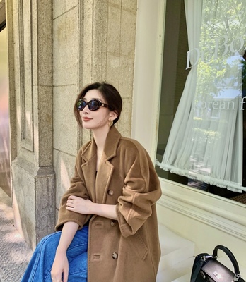 高版本双面羊绒大衣王曼妮同款