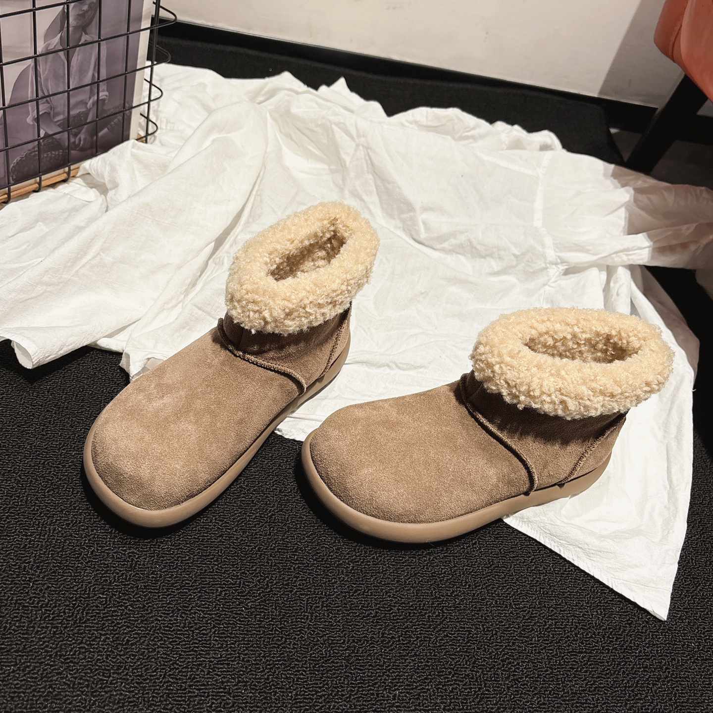 巨好穿~超软平底羊羔毛雪地靴