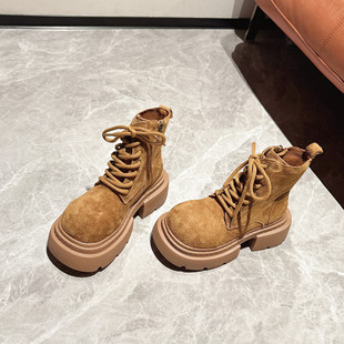 轻便 短靴ins风骑士靴女靴子 厚底增高真皮短筒马丁靴女2025秋新款