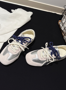 内增高3CM~双鞋带真皮方头德训鞋显脚小运动鞋时尚百搭休闲鞋女鞋