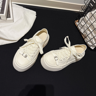 小牛皮两穿巨轻厚底小白鞋 女鞋 女配裙子休闲板鞋 运动鞋 时尚 5.5CM