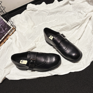 英伦深口单鞋 布洛克雕花 老钱风小皮鞋 女秋冬款 英伦风加绒乐福鞋