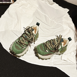 ins风休闲女鞋 东大门 阿甘鞋 女2025秋新款 厚底增高真皮复古老爹鞋