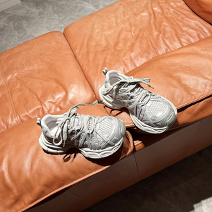 真皮巴黎绑带厚底老爹鞋 潮女鞋 女2025春季 休闲运动鞋 新款 网红ins