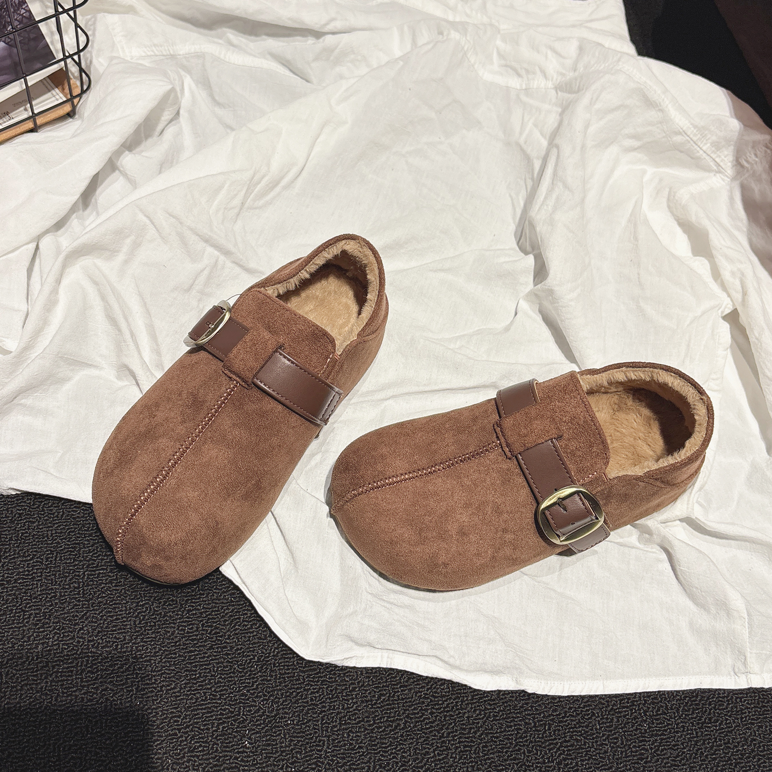 糖炒栗子~超软皮带扣羊毛勃肯鞋