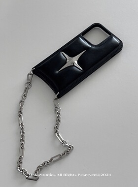 MOKASTUDIOS原创意设计小众金属十字星适用苹果iPhone16promax手机壳可斜挎手腕链条15pro保护套全包软壳防摔