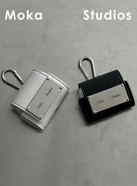 MokaStudios新款小众创意可斜挎荔枝纹皮质适用于苹果airpodspro2三代pro高级蓝牙简约airpods34耳机壳保护套