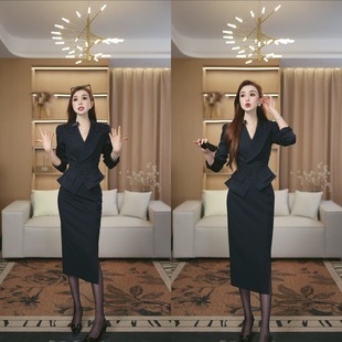 显瘦西服领上衣半身裙两件套潮流气质套装 秋季 上新设计感洋气修身