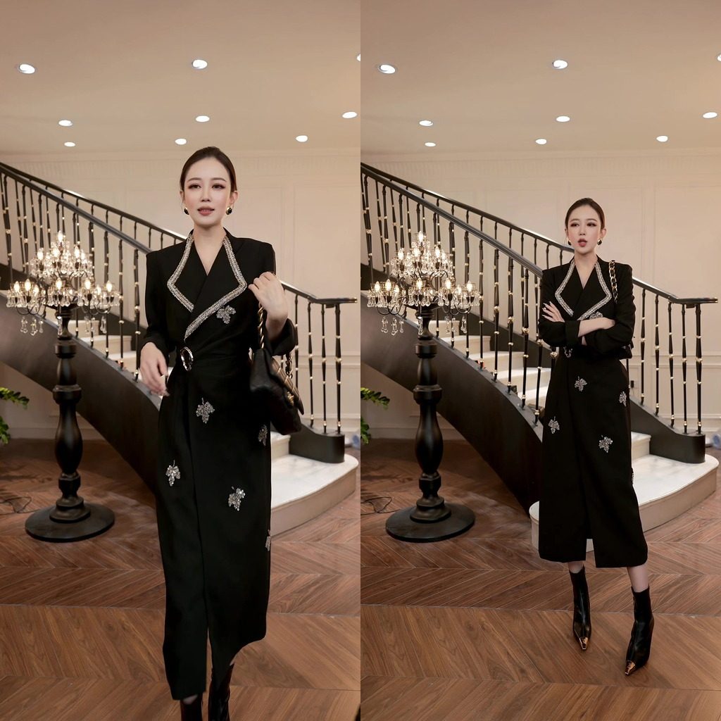 气质名媛修身显瘦镶钻风衣中长款大衣设计感过膝长外套重工商务潮,女装/女士精品,风衣,淘宝优惠券,粉丝福利购,淘宝优惠卷