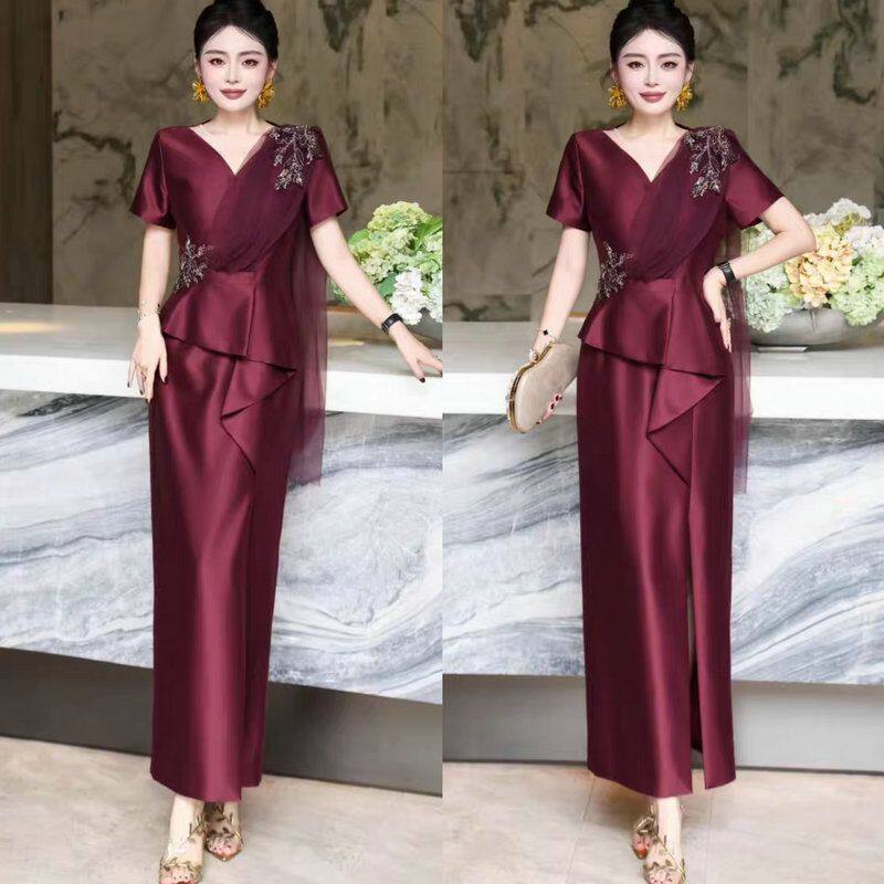 气质优雅显瘦婚宴喜婆婆装礼服裙