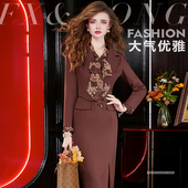 正式 秋冬新款 连衣裙优雅气质时尚 收腰显瘦设计感小众裙子上午洋气