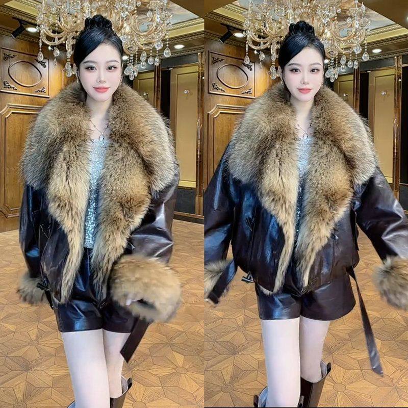 气质高级轻奢风仿貉子毛领加厚皮衣外套女通勤百搭保暖仿皮草棉服,女装/女士精品,派克服,淘宝优惠券,粉丝福利购,淘宝优惠卷