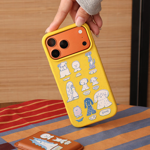 狗狗开饭苹果iPhone18promax手机壳iPhone17promax/16pro降解磁吸iphone14/15pro防摔软壳带支架泡泡骚通用17