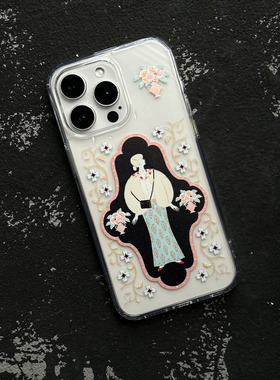 波西少女i ns韩系苹果手机壳15/16壳新款亚克力iPhone13/14promax防摔透明iphone11/12pro个性软壳保护套