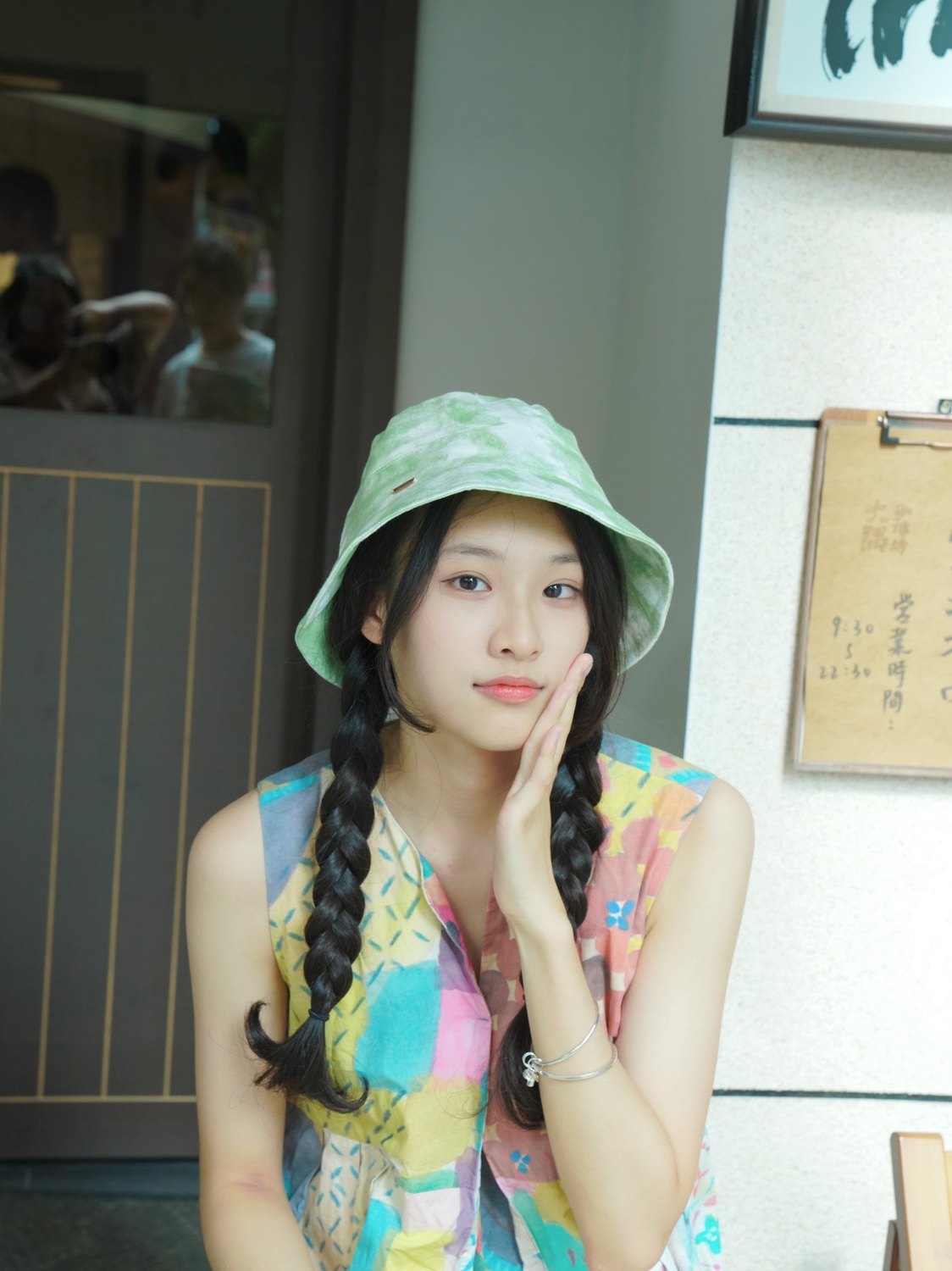 张可爱帽子 夏日薄荷绿清爽渔夫帽文艺清新淡雅气质遮阳帽可调节