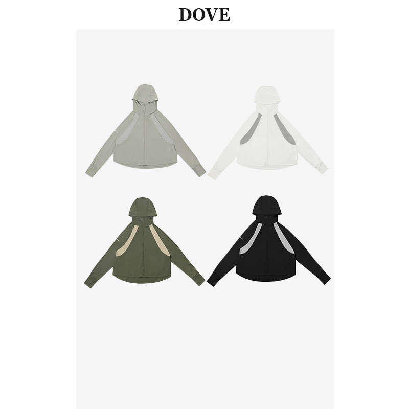 DOVE STUDIO”海盐白沙UPF100+拼接设计款冰皮速干薄款防晒短外套
