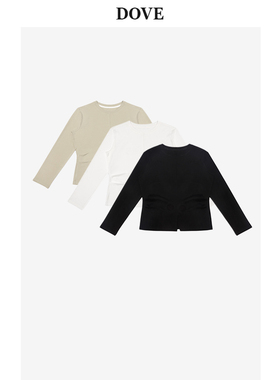 DOVE STUDIO“茶花”抗菌高支棉茶花油软糯长袖收腰打底T恤