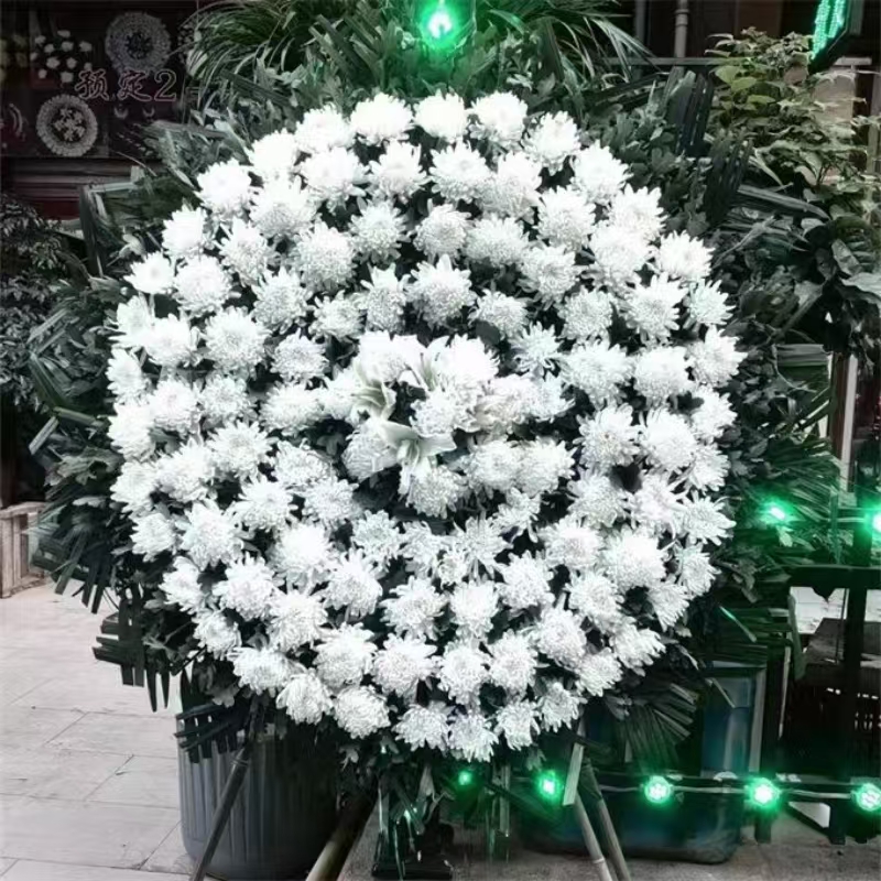 白事丧事祭奠哀悼花店送货龙华宝兴宝山殡仪馆追悼会白菊花鲜花圈