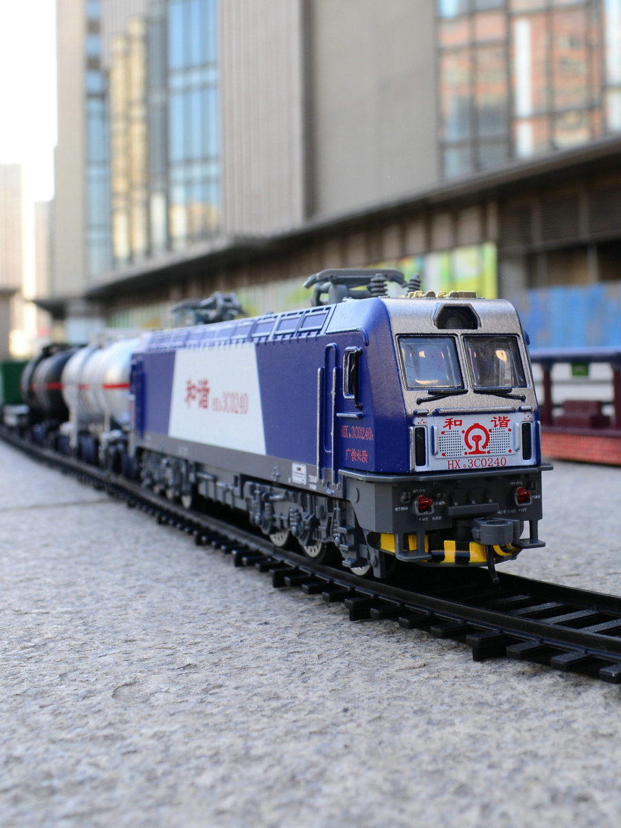 奥乐合金电动遥控电力机车和谐hxd3cd仿真模型玩具轨道小火车套装