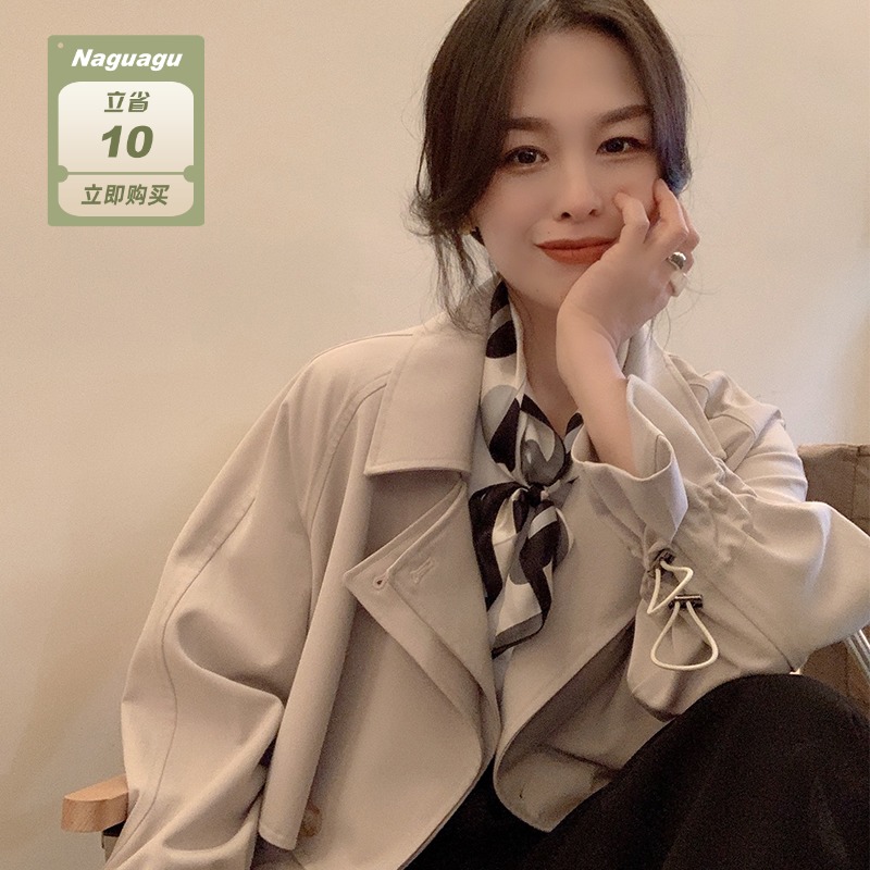 南瓜谷 冲绳假日~风衣女中长款2021新款气质短款春秋外套女 F0011