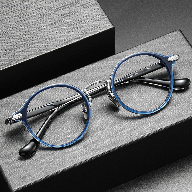 克罗星眼镜同款BRAGILE复古圆形全框可配防蓝光 平光近视眼镜架