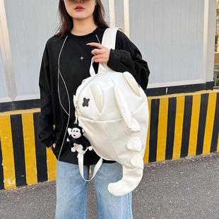 潮ins鲨鱼大容量背包男女个性 创意卡通双肩包韩版 学生书包搞怪包