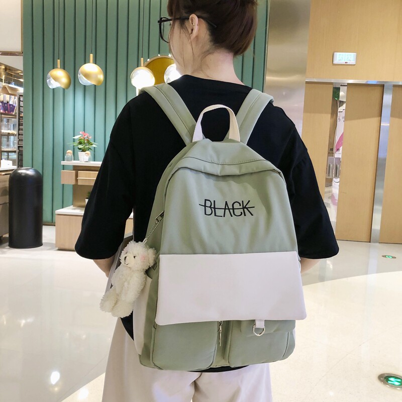 简约百搭质感撞色日系双肩包女