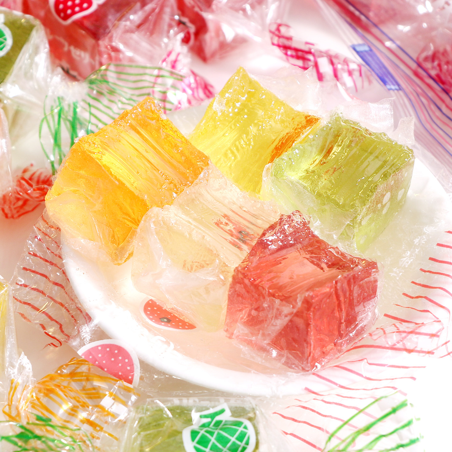 日本进口零食金城寒天五种类什锦水果味果冻啫喱软糖喜糖怀旧145g