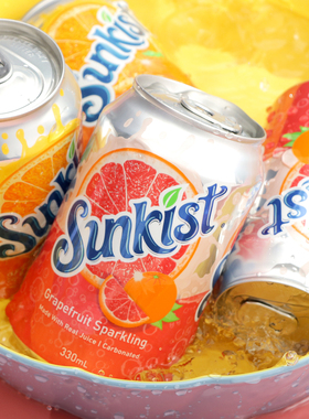 香港进口港版sunkist新奇士葡萄柚果味碳酸汽水饮料解暑饮品330ml
