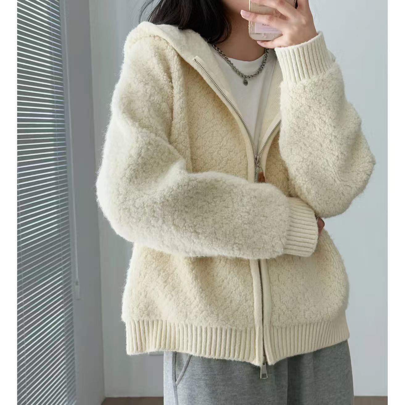 031/慵懒风圈圈毛连帽开衫-075-is