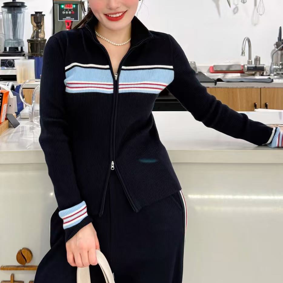 96401/F撞色条纹设计感修身拉链开衫-038-11.4