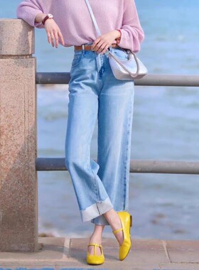 T型玛丽珍单鞋女2026年新款网红小黄鞋浅口平底鞋大码女鞋41一43