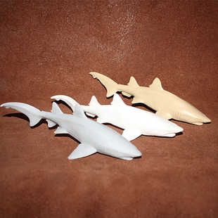 大白鲨 海洋场景摆件 噬人鲨未上色白模 仿真动物模型玩具 safari