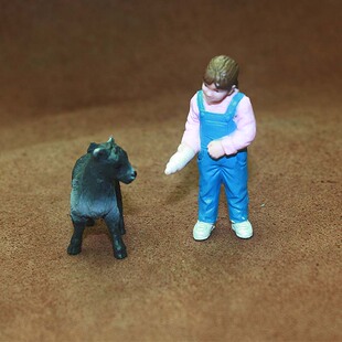 safari 小女孩与黑山羊羔 场景模型玩具人偶摆件