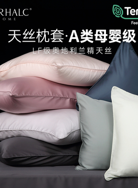 tencel兰精天丝a类母婴级枕套纯色儿童成人枕芯套单双人一对拍2