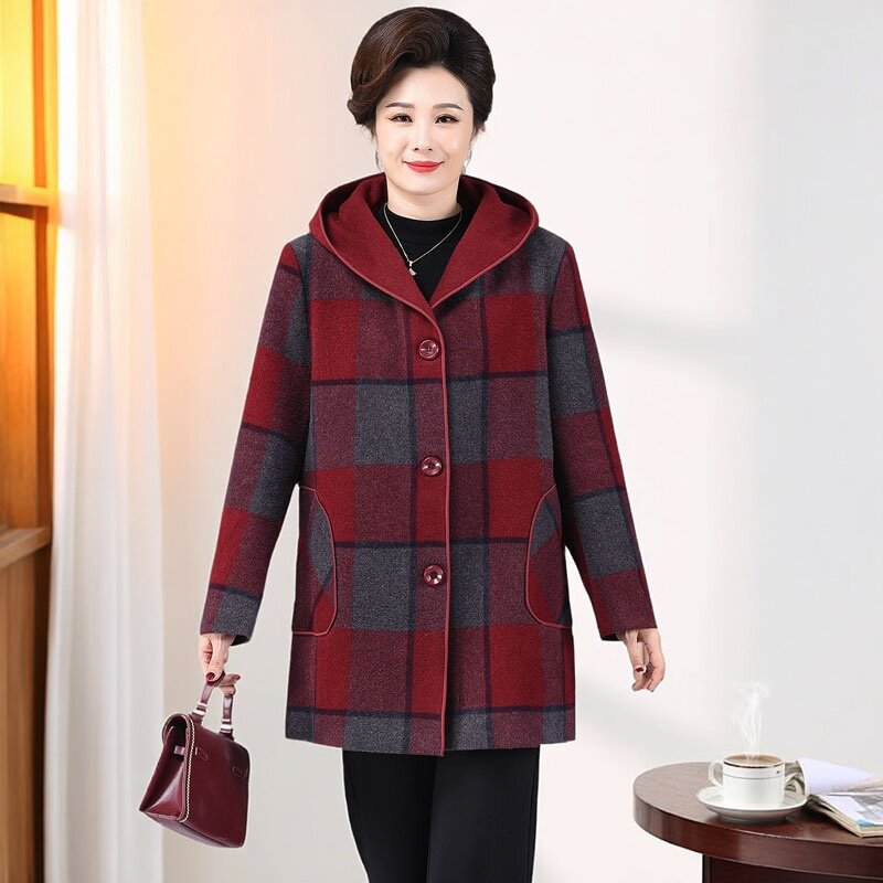 200斤中老年胖mm妈妈秋冬装外套加肥大码女装奶奶中长款羊绒大衣