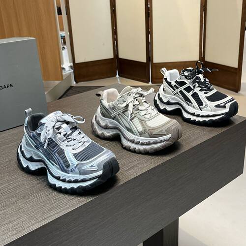 欧洲站时尚做旧休闲厚网面厚底老爹鞋女2026年秋季百搭增高运动鞋