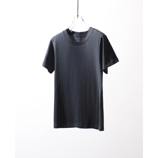 TANG TOWN时髦百搭纯色T/修身时髦设计立体显瘦后中缝圆领短袖T恤