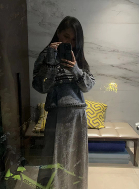 TANG TOWN 精选好物时髦百搭银灰色压皱半裙女