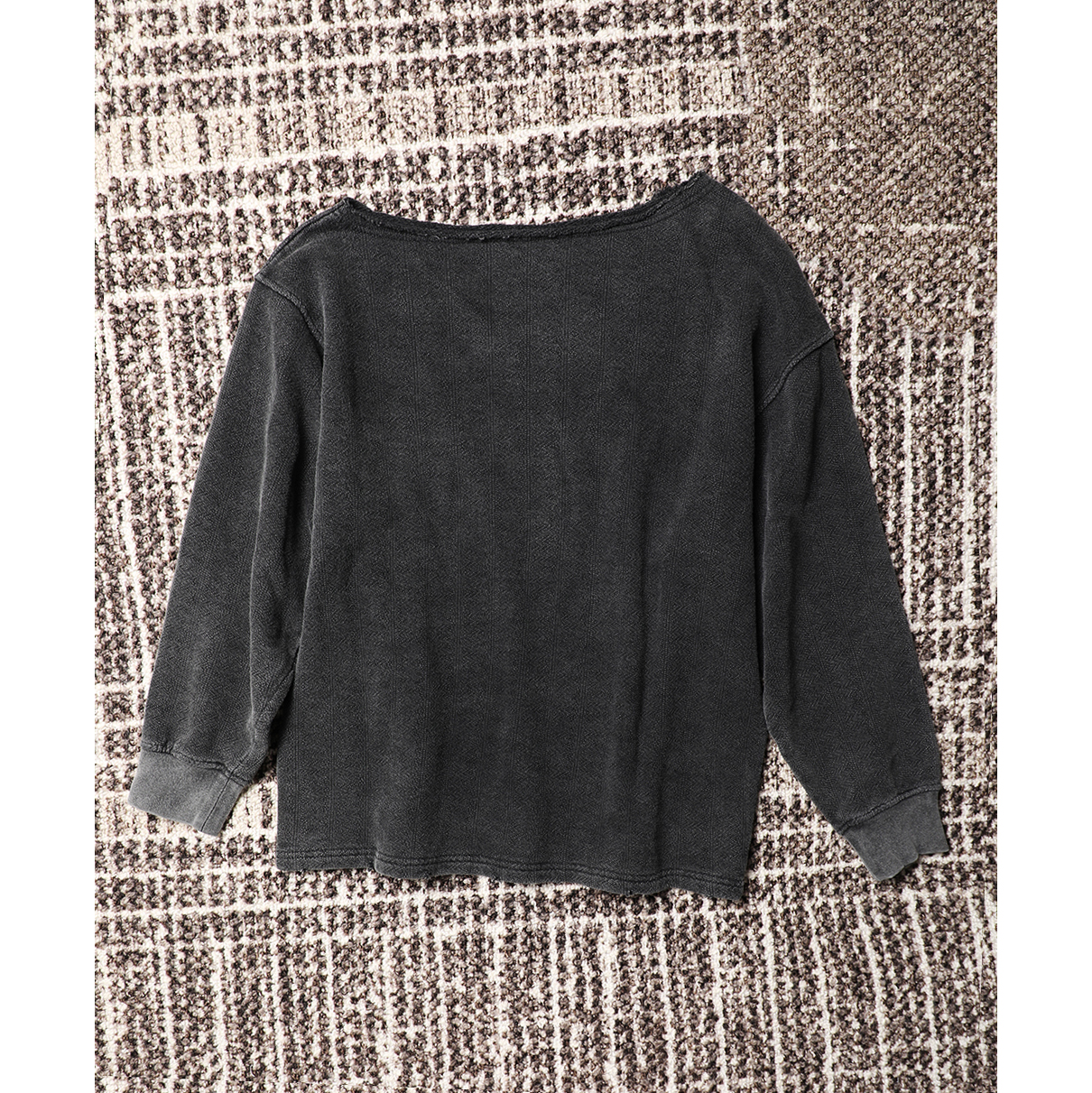 TANG TOWN自制 INS爆火时髦率性 水洗做旧废土风宽松斜肩休闲卫衣