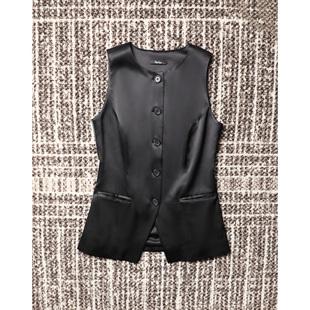 精湛 气质控B入 剪裁工艺22姆米光泽缎面叠穿马夹 TOWN自制 TANG