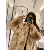 丹麦进口水貂时髦编织翻领皮草长外套 TOWN 自制 TANG