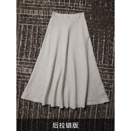 TANG TOWN【自制 后拉链版】清凉夏日大摆伞裙亚麻半裙