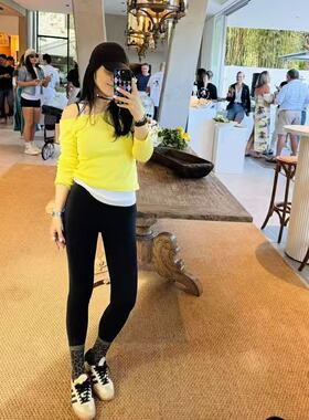 TANG TOWN 自制 轻松打造随性自由的时髦感 斜肩修身显瘦T恤 女